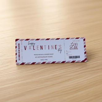 Happy Valentine's Day Ticket Kart (İngilizce)
