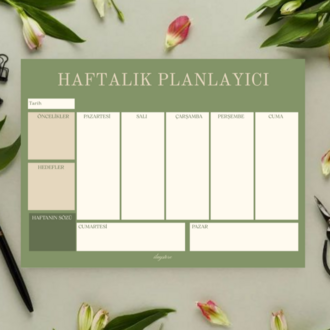 Minimal Yeşil Haftalık Planlayıcı