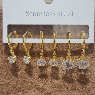 ÇELİK 6 LI SALLANTLI ZİRKON GOLD KÜPE