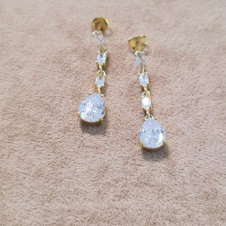 gümüş gold kaplama zirkon taşlı küpe