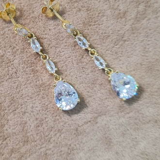 gümüş gold kaplama zirkon taşlı küpe