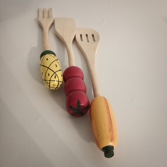 El Dekorlu Tahta Kaşık Seti