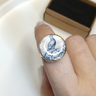 Bleu blanc güvercin yüzük