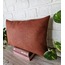 Suni deri terracotta yastık kılıfı-3 parçalı model -vegan deri yastık kılıfı