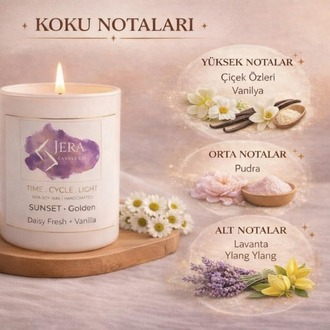SUNSET - Golden | Daisy Fresh + Vanilla | %100 Doğal Soya ve Hindistan Cevizi Mum