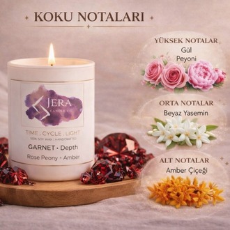 GARNET - Depth | Rose Peony + Amber | %100 Doğal Soya ve Hindistan Cevizi Mum