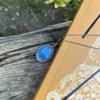 Blue Rose Labradorit Kolye | Çelik
