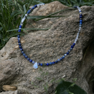 Lapis Lazuli & Ay Taşı Kolye