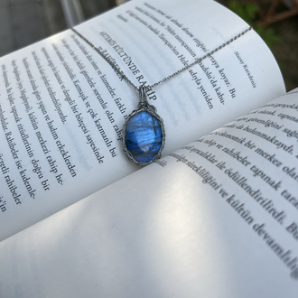 Blue Rose Labradorit Kolye | Çelik