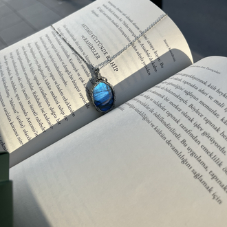 Blue Rose Labradorit Kolye | Çelik