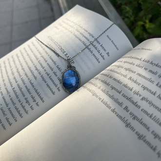 Blue Rose Labradorit Kolye | Çelik