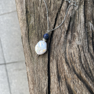 İnci ve Lapis Lazuli Kolye