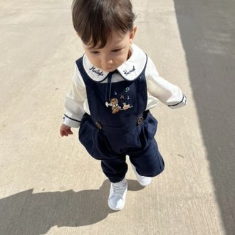 AyıcıklıLacivert keten takım