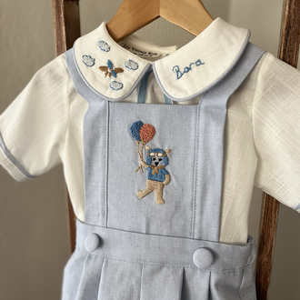 Bebe mavisi keten takım
