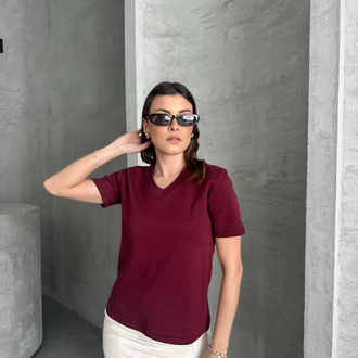Msmo Dtti Bordo V Yaka Tişört