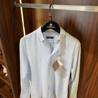 Loro Piana Premium Çizgili Keten Gömlek T-1