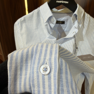Loro Piana Premium Çizgili Keten Gömlek T-1