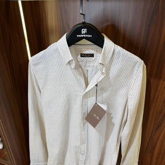 Loro Piana Premium Çizgili Keten Gömlek T-1