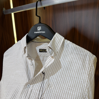 Loro Piana Premium Çizgili Keten Gömlek T-1
