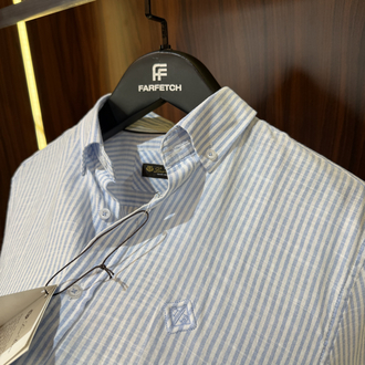 Loro Piana Premium Çizgili Keten Gömlek T-1