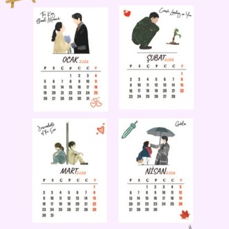 K-drama Tasarımlı Şövale Masa Takvimi 2026 : Klasik Diziler