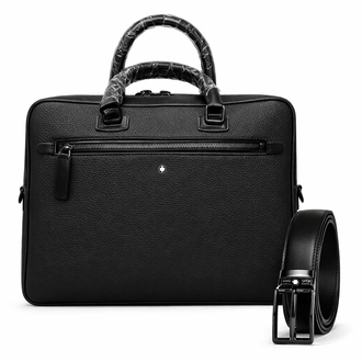 Montblanc Meisterstück Soft Grain Leather Briefcase & Belt Set Black