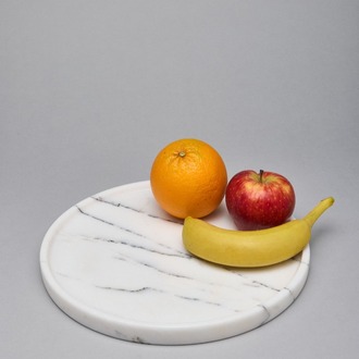 Doğal Mermer Yuvarlak Servis & Sunum Tahtası 25 Cm