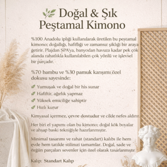 Premium El Yapımı Peştamal Kimono | Doğal Kök Boyalı - Plaj & SPA Kullanımına Uygun - Kısa