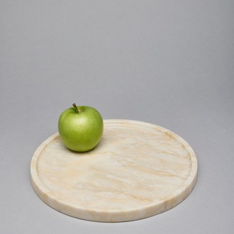 Doğal Mermer Yuvarlak Servis & Sunum Tahtası 25 Cm