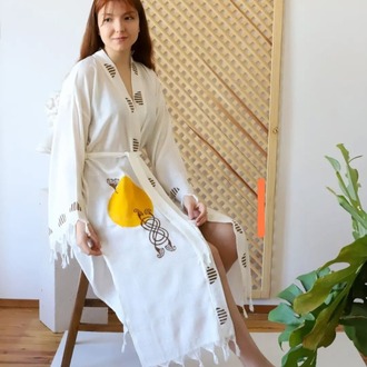 Premium El Yapımı Peştamal Kimono | Doğal Kök Boyalı - Plaj & SPA Kullanımına Uygun