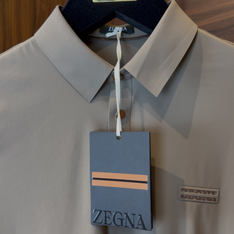 Zegna Polo Yaka Özel Kumaş Vizon Tshirt