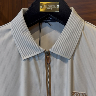 Zegna Özel Kumaş Polo Yaka Açık Bej Tshirt 8008