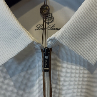 Loro Piana Özel Kumaş Polo Yaka Beyaz Tshirt