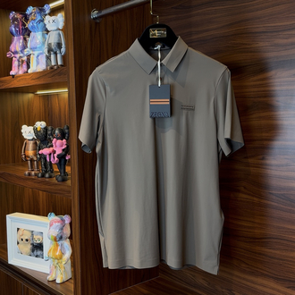 Zegna Polo Yaka Özel Kumaş Vizon Tshirt