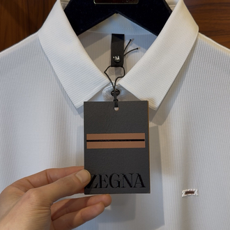Zegna Özel Kumaş Polo Yaka Beyaz Tshirt ( 18040 )
