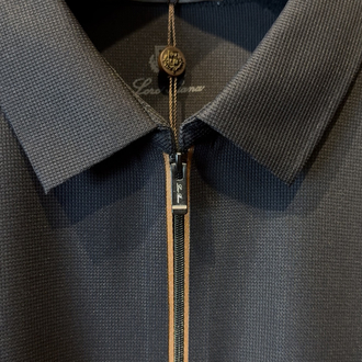 Loro Piana Özel Kumaş Polo Yaka Siyah Tshirt