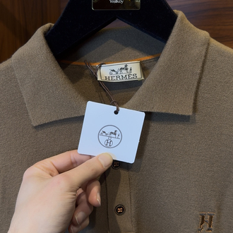 Hermes Özel Kumaş Polo Yaka Taba Tshirt V152