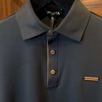 Zegna Özel Kumaş Polo Yaka Siyah Tshirt