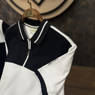 PREMIUM CALVIN YARIM FERMUARLI POLO YAKA T-SHIRT(BEYAZ)