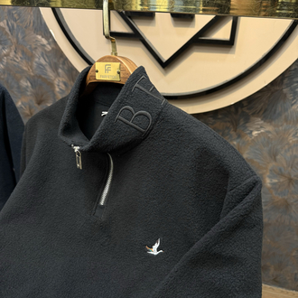 PREMIUM PELUŞ YARIM FERMUARLI SWEAT(SİYAH)