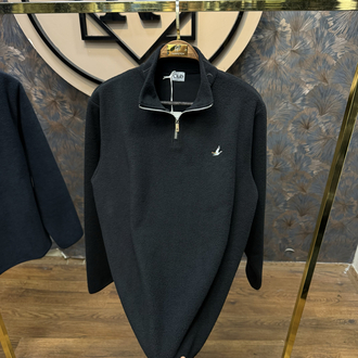 PREMIUM PELUŞ YARIM FERMUARLI SWEAT(SİYAH)