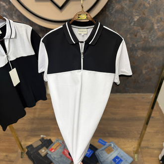 PREMIUM CALVIN YARIM FERMUARLI POLO YAKA T-SHIRT(BEYAZ)