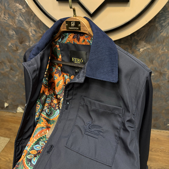 PREMIUM ETRO ASTAR DETAYLI KADİFE YAKA MEVSİMLİK MONT(LACİVERT)