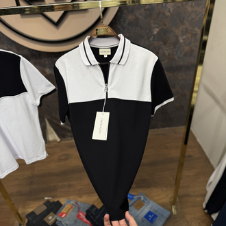 PREMIUM CALVIN YARIM FERMUARLI POLO YAKA T-SHIRT(SİYAH)