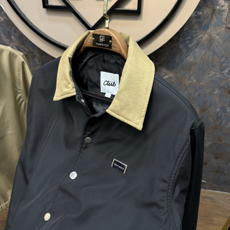 PREMIUM METAL LOGO SÜET YAKALI MEVSİMLİK MONT(SİYAH)