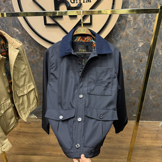PREMIUM ETRO ASTAR DETAYLI KADİFE YAKA MEVSİMLİK MONT(LACİVERT)
