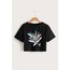 Unisex Oversize Inapıratıon Write What You Want Baskılı Siyah Crop, Yazlık, Pamuklu