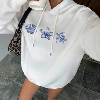  Unisex Erkek/Kadın KAP Renkli Özel Baskılı Pamuklu Oversize Kapüşonlu Sweatshirt