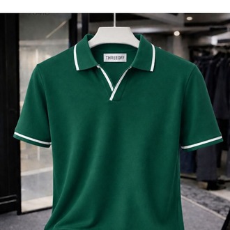 Erkek Polo Yaka Tişört Seti Oversize V Yaka Biyeli Basic Model
