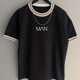 Unisex Yeni Sezon Oversize Kalıp El Yazı Man Yaka Detaylı Yazlık T-shirt